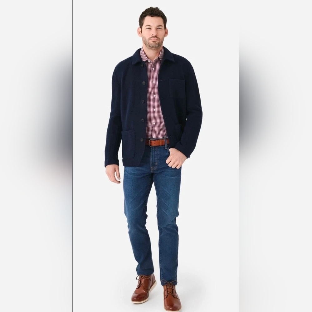 Men’s Faherty Melange Wool Blend Chore Jacket Navy- NWT 2XL Large $348 MOF2355